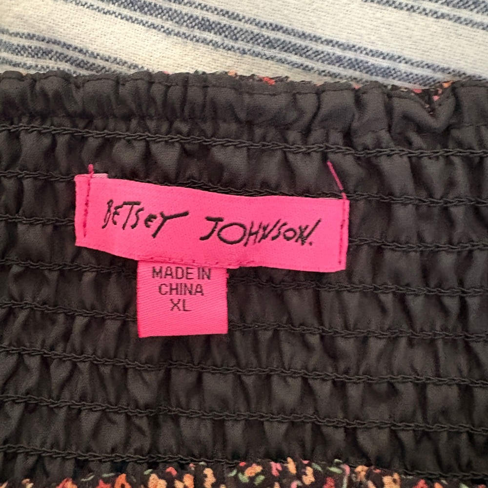 Betsey Johnson Martine Black Ditsy Floral Long Sleeve MIDI Dress XL - Like New - Picture 6 of 7